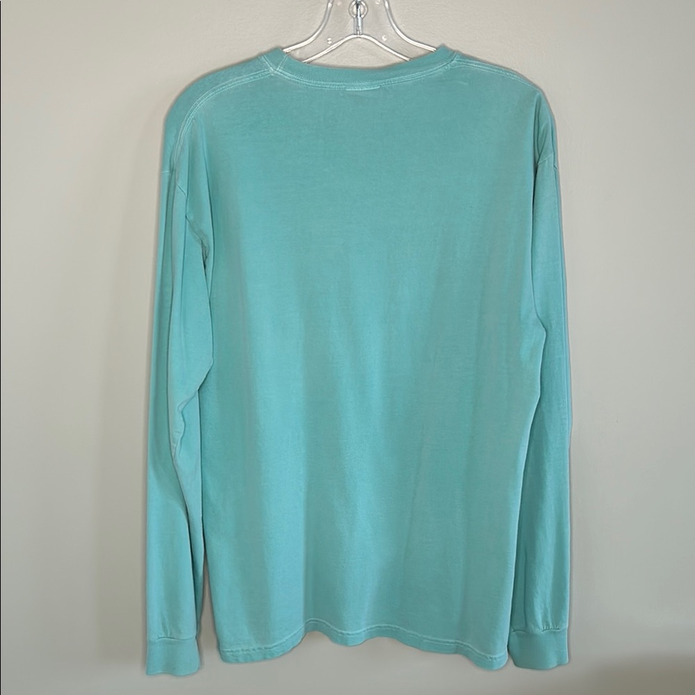 Aqua Long Sleeve Monogrammed Shirt, Size Medium - Picture 3 of 3